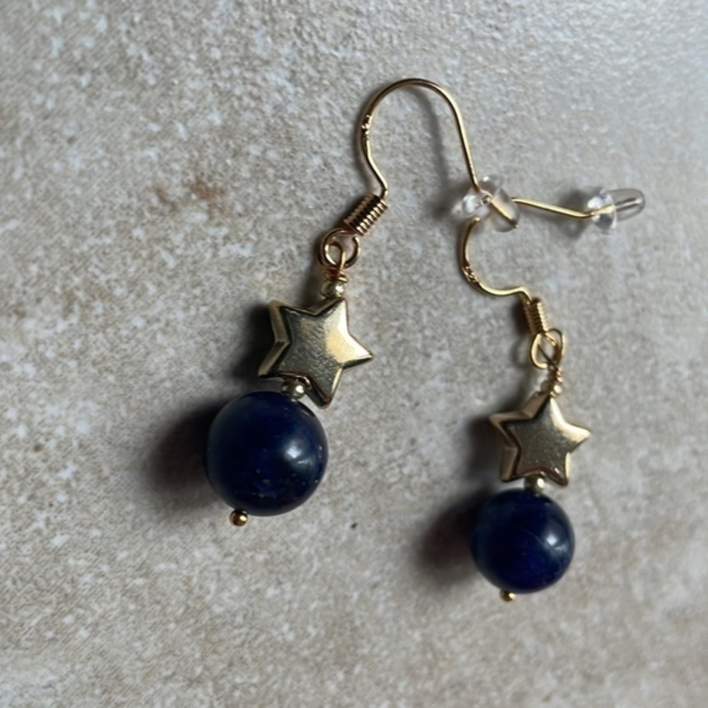 ๐น free w/purchase sterling silver lapis lazuli 9 mm gem stone 18k gold vermeil - Picture 15 of 15